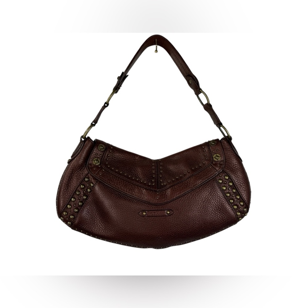Y2K Cole Haan brown pebbled leather Village Paillette hobo shoulder bag purse. - Picture 3 of 14